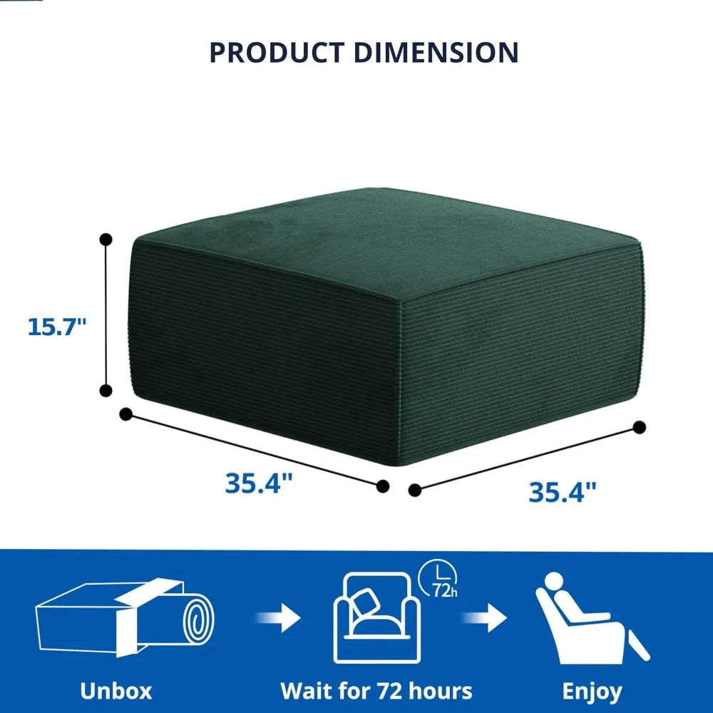 Sectional Couch Ottoman, Corduroy Futon Sofa, Boneless Couches for Living Room and Bedroom, No Assembly Required